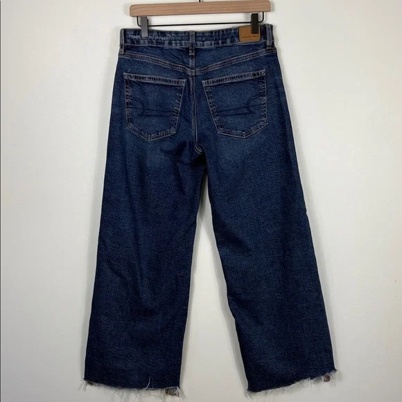 American Eagle Low Rise Baggy Wide Leg Women’s Size 6 Short New Dark Wash - Picture 9 of 11